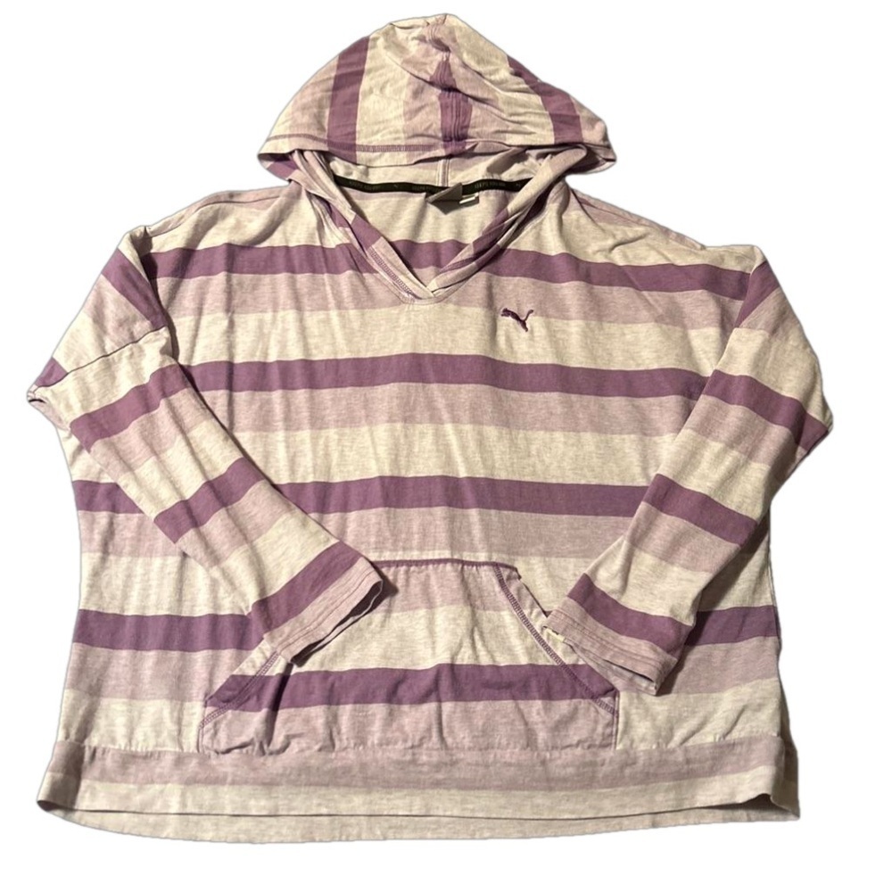 Women’s Puma Purple Striped Lighweight Hoodie Size Large